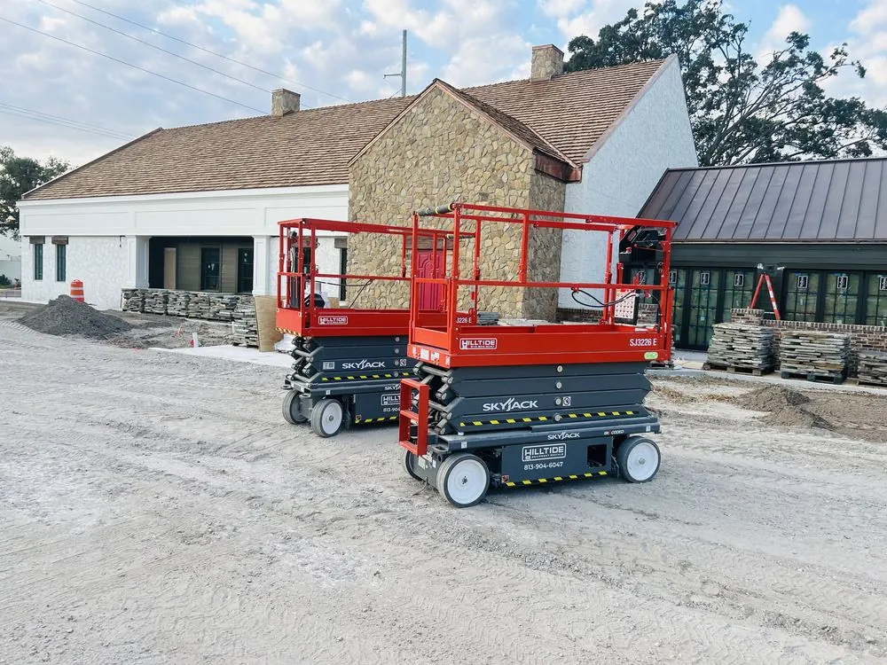 SkyJack scissor lifts on a commercial site