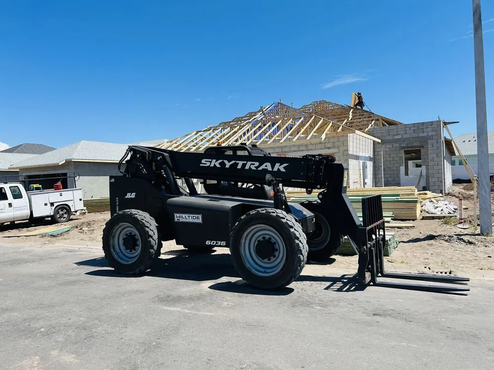 SkyTrak telehandler on residential framing